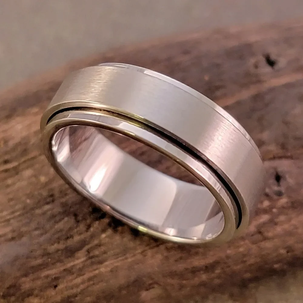 New Unisex Stainless Steel Spinner Ring Band
